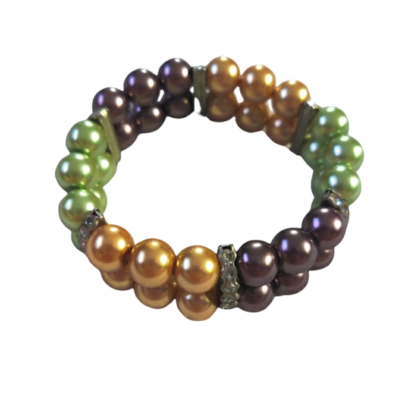 Multicolored Pearl Stretch Bracelet - Picture 3 of 4